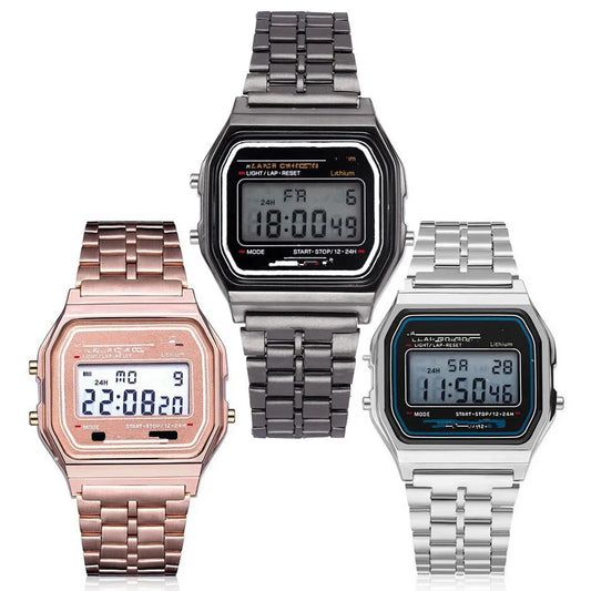 Digital Stainless Steel Wristwatch – Fashion & Casual Design