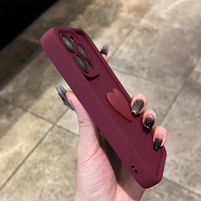 New Wine Red Heart Liquid Silicon Phone case