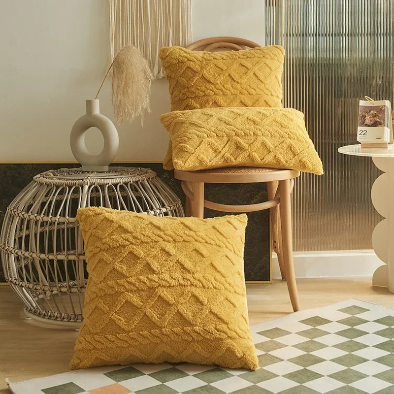 Geometric Jacquard Plush Throw Pillow Covers