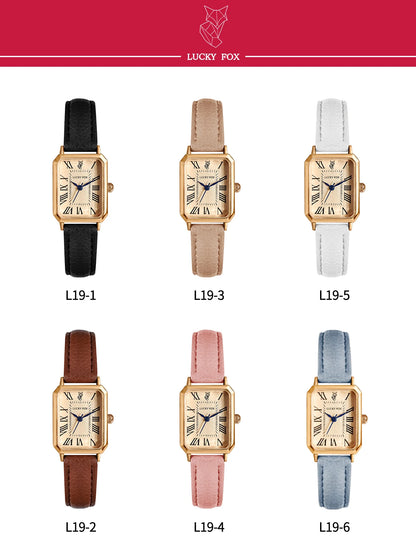 Roman Numeral Square Alloy Watch with Leather Strap