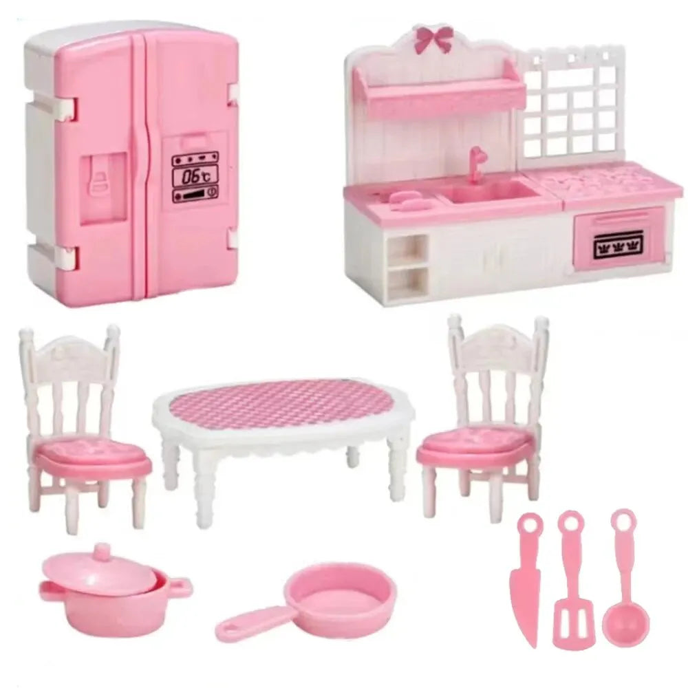 Cute Kawaii Pink Miniature Dollhouse Furniture