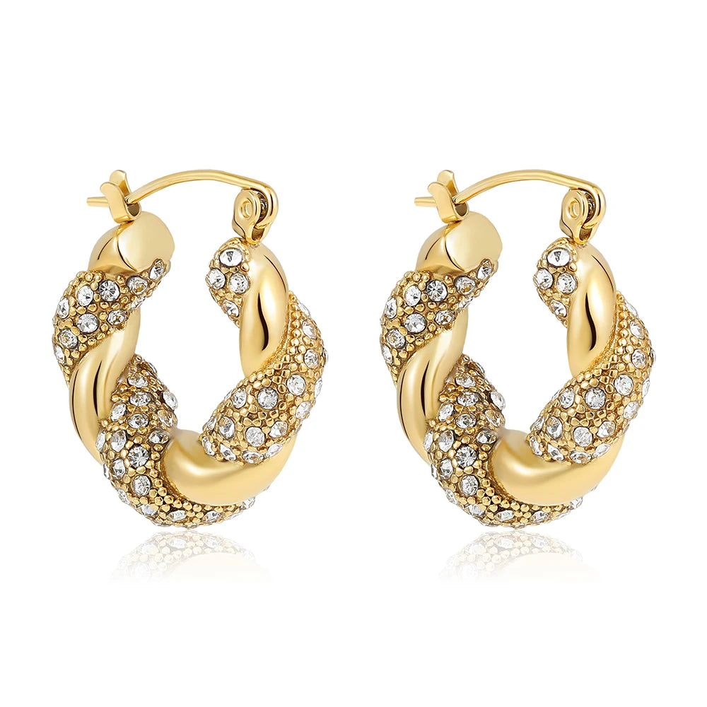 Zircon Round Hoop Earrings for Women