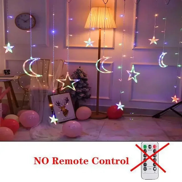 Star Moon Led Curtain Garland String Light