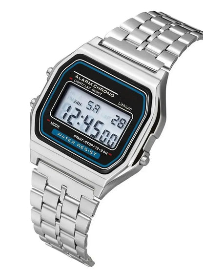 Digital Stainless Steel Wristwatch – Fashion & Casual Design