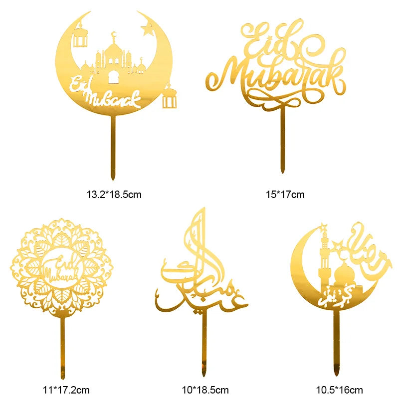 Golden Eid Mubarak Acrylic Cake Toppers