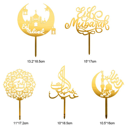 Golden Eid Mubarak Acrylic Cake Toppers