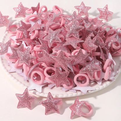 Girls Pink Heart Star Hair Loop