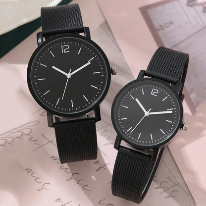 Matching Couple Quartz Watches – Stylish Roman Numeral Design with Leather Bands