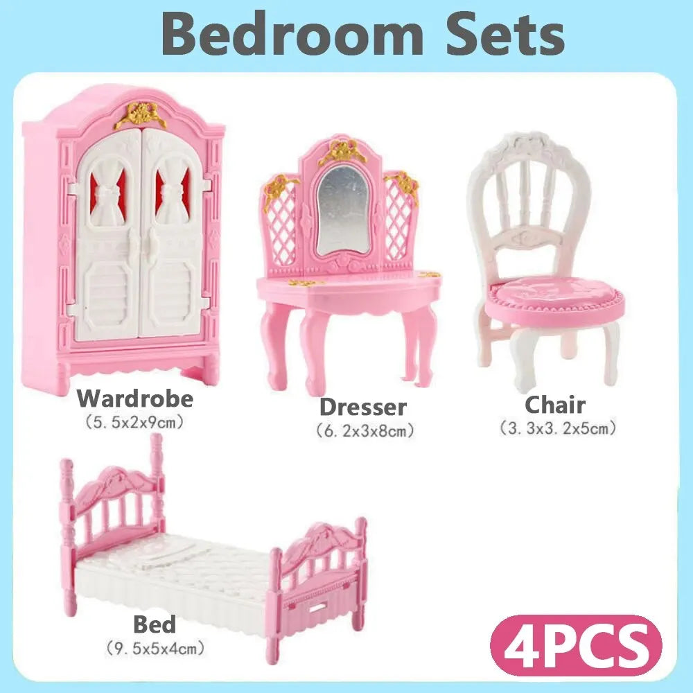 Cute Kawaii Pink Miniature Dollhouse Furniture