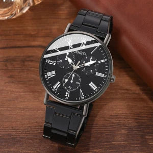 Matching Couple Quartz Watches – Stylish Roman Numeral Design with Leather Bands