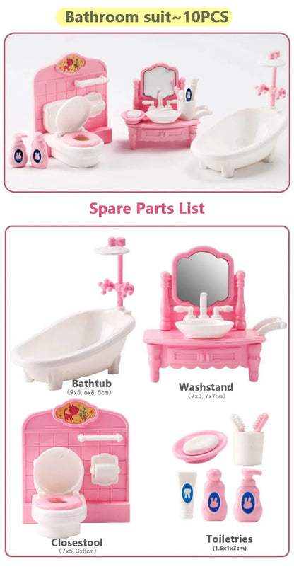 Cute Kawaii Pink Miniature Dollhouse Furniture