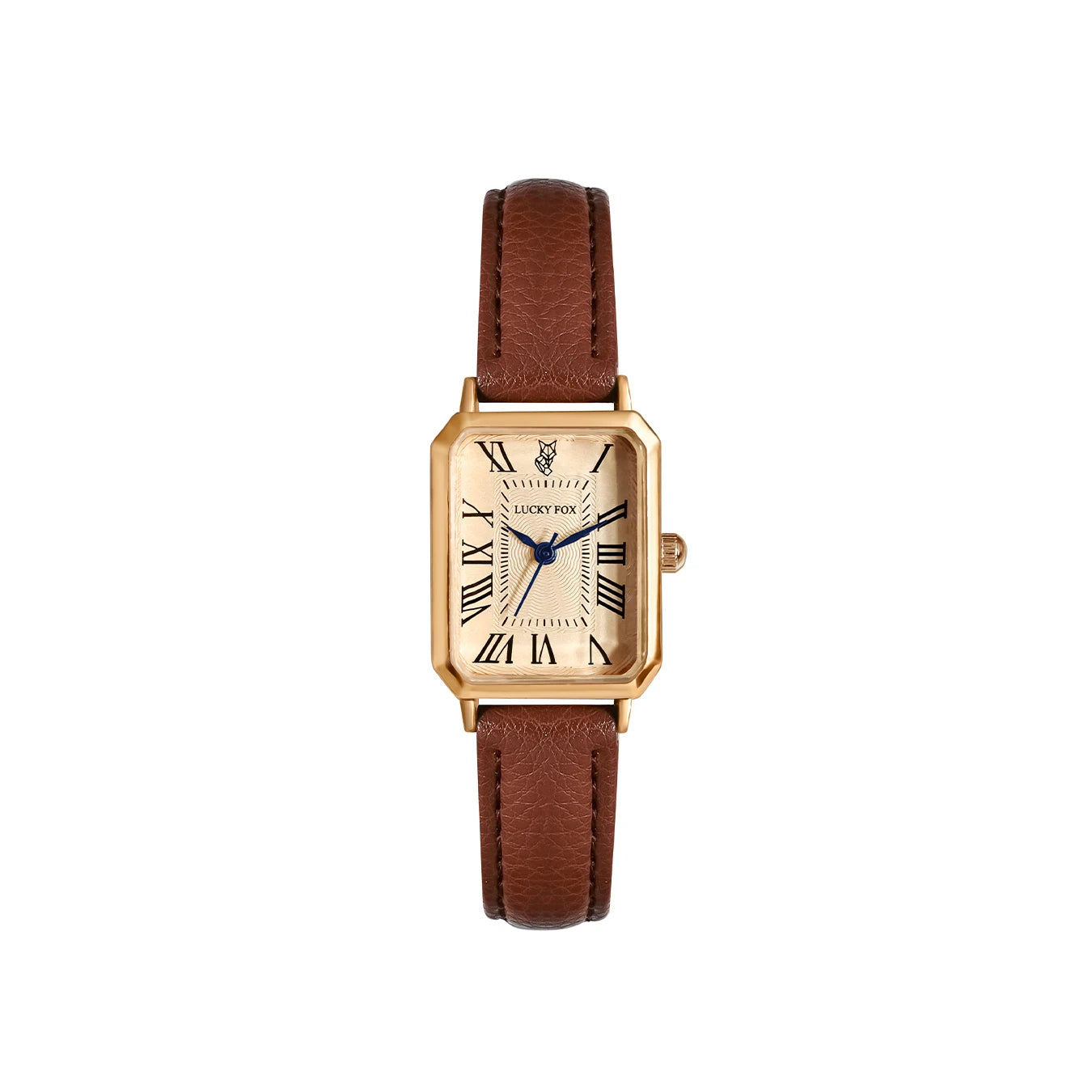 Roman Numeral Square Alloy Watch with Leather Strap