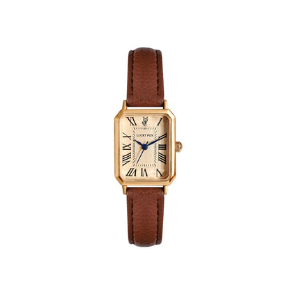 Roman Numeral Square Alloy Watch with Leather Strap