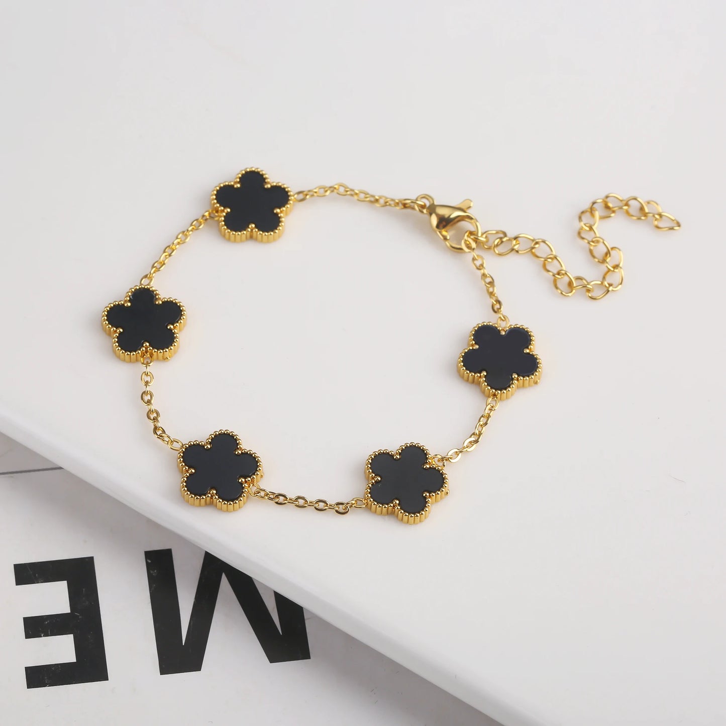 Adjustable Plant Flower Bracelet With Five Leaf Petals