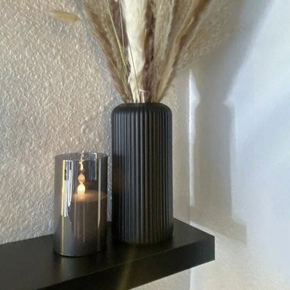 Striped Ceramic-Like Plastic Vase