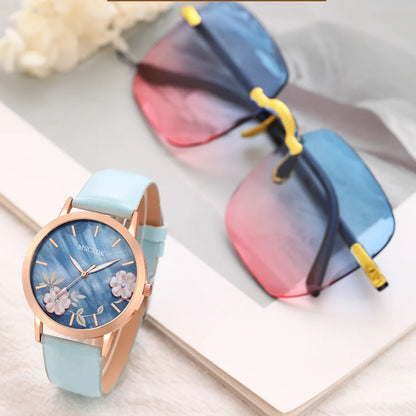 Women's Watch & Glasses Set - Elegant Quartz Timepiece & Chic Eyewear