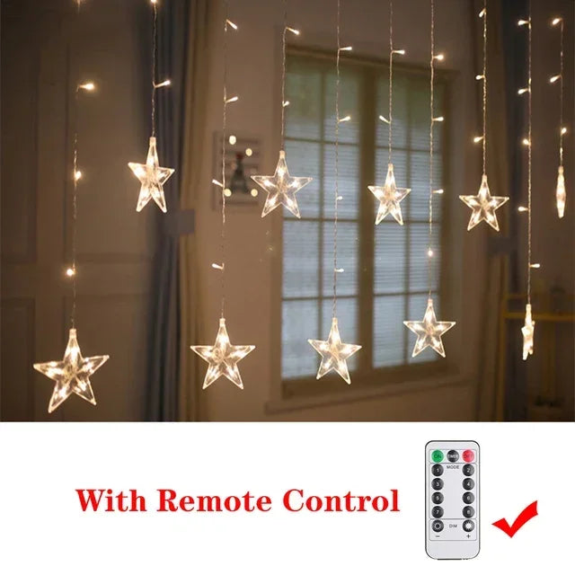 Star Moon Led Curtain Garland String Light