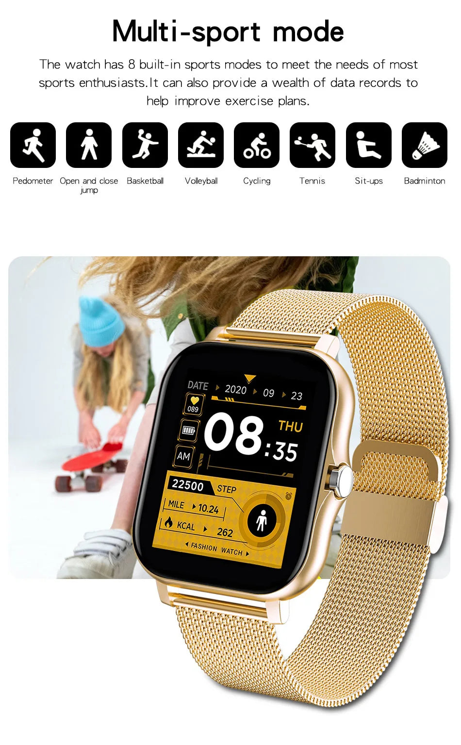 1.44'' Smartwatch with Bluetooth Call & Health Monitoring for Android