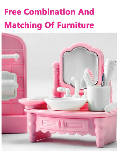 Cute Kawaii Pink Miniature Dollhouse Furniture