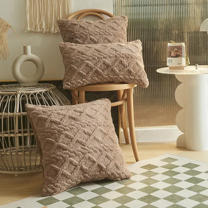 Geometric Jacquard Plush Throw Pillow Covers