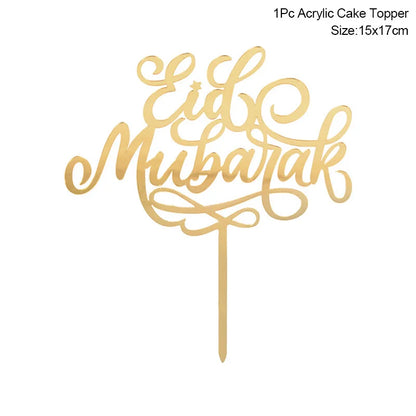 Golden Eid Mubarak Acrylic Cake Toppers