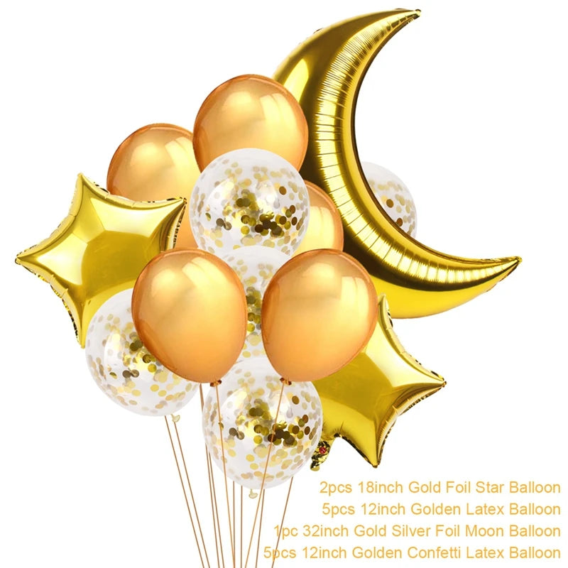 Stars Moon Confetti Balloon Bundle Ramadan Decoration