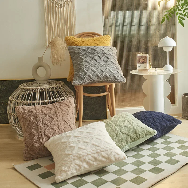 Geometric Jacquard Plush Throw Pillow Covers