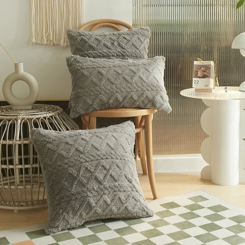 Geometric Jacquard Plush Throw Pillow Covers