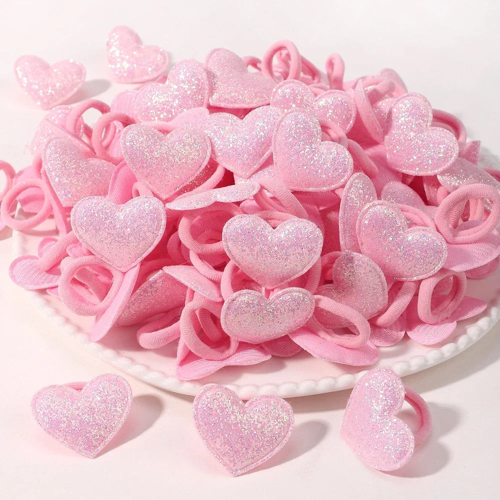 Girls Pink Heart Star Hair Loop