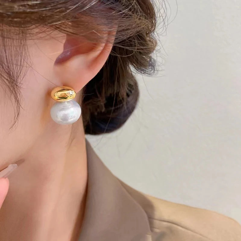 Korean Style Flat Pearl Earrings