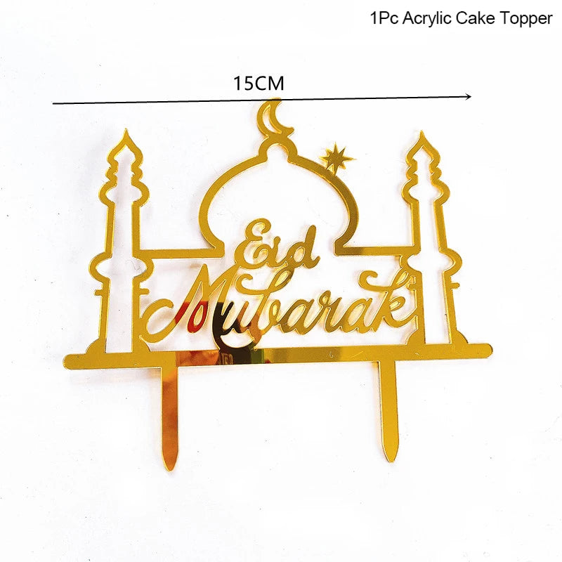 Golden Eid Mubarak Acrylic Cake Toppers