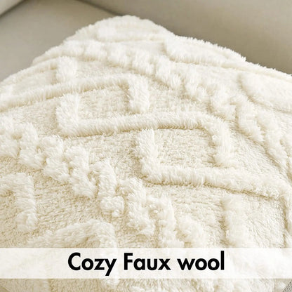 Plain decorative artificial wool pillow case