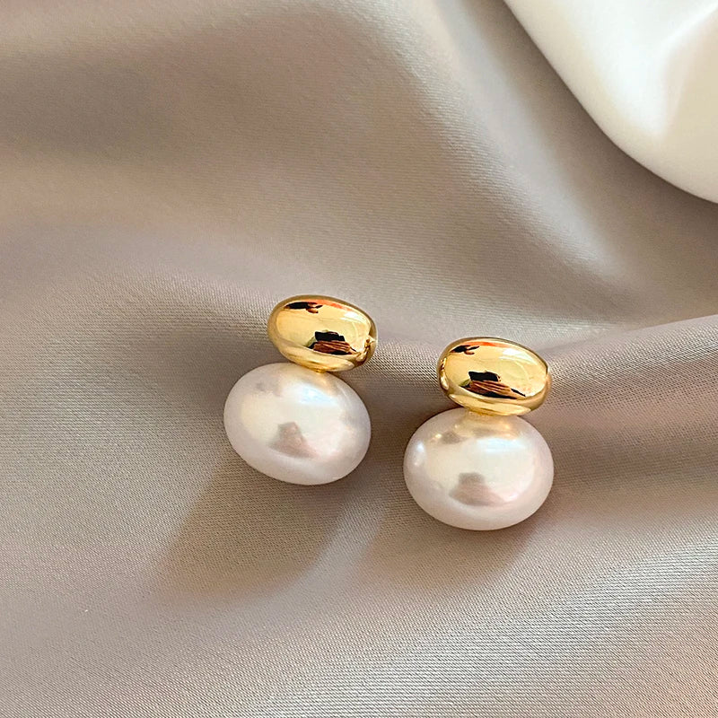 Korean Style Flat Pearl Earrings