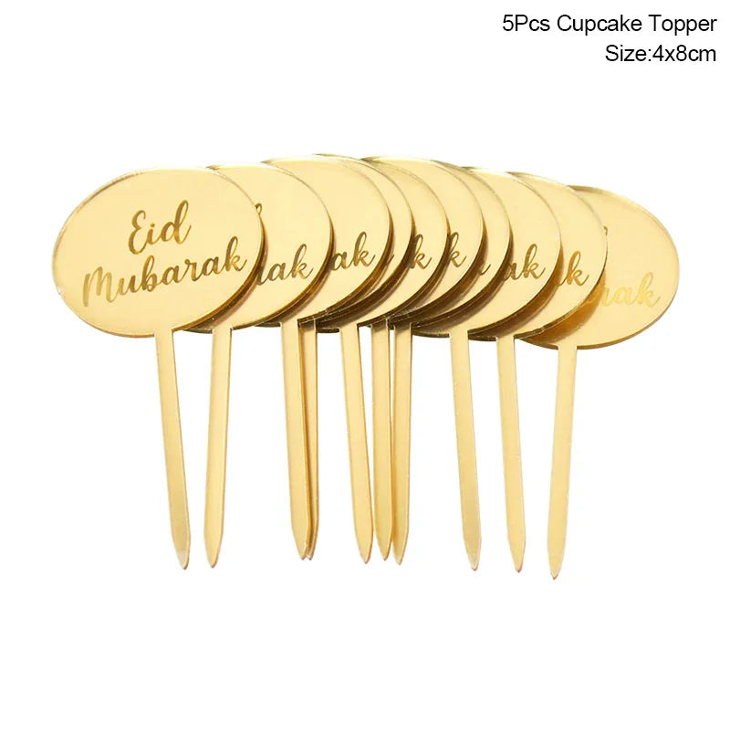 Golden Eid Mubarak Acrylic Cake Toppers