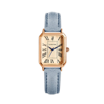 Roman Numeral Square Alloy Watch with Leather Strap