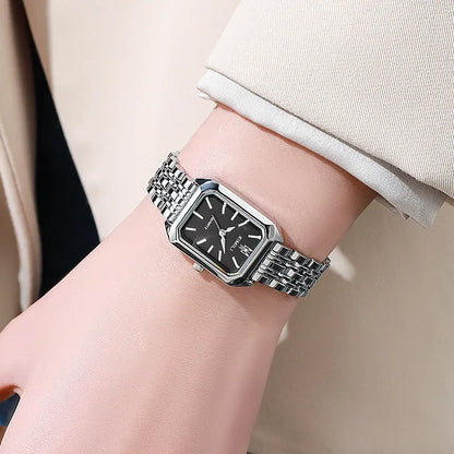 Elegant Quartz Watch – Stylish Tungsten Steel Case with Stainless Steel Band