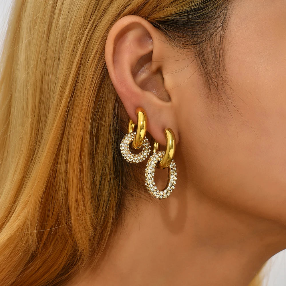 Zircon Round Hoop Earrings for Women