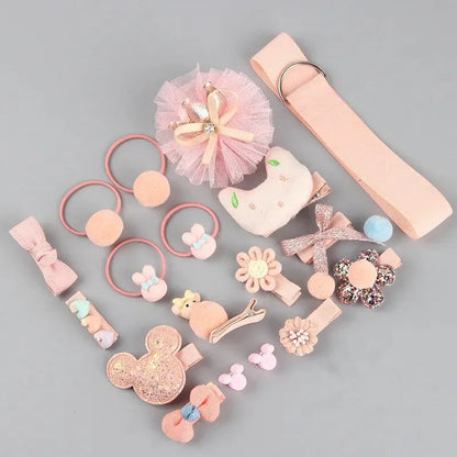 18pcs Children's Cartoon Clip Hair Rings Accessories