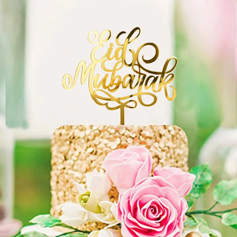 Golden Eid Mubarak Acrylic Cake Toppers