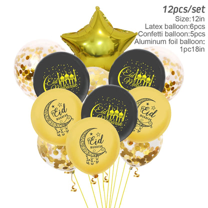 Stars Moon Confetti Balloon Bundle Ramadan Decoration