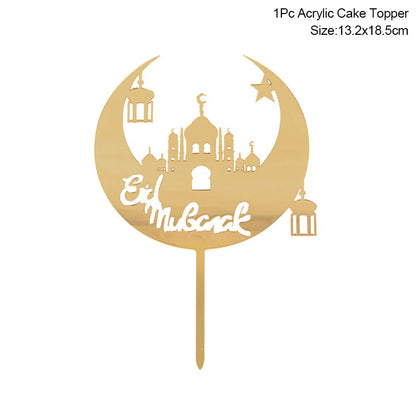 Golden Eid Mubarak Acrylic Cake Toppers