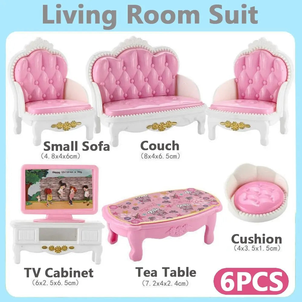 Cute Kawaii Pink Miniature Dollhouse Furniture