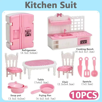 Cute Kawaii Pink Miniature Dollhouse Furniture