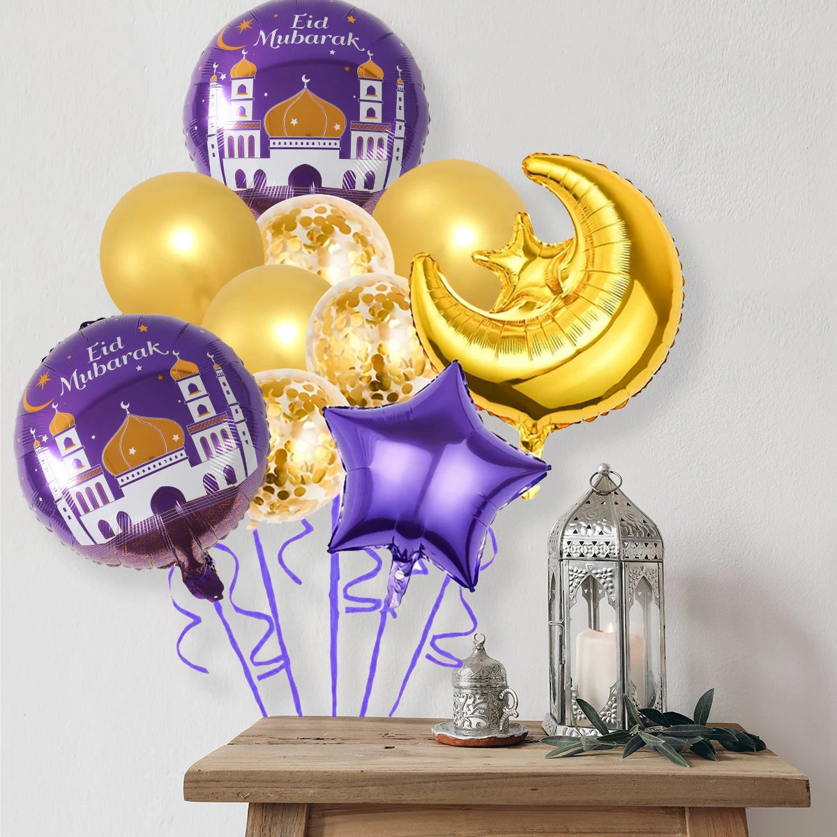 Stars Moon Confetti Balloon Bundle Ramadan Decoration