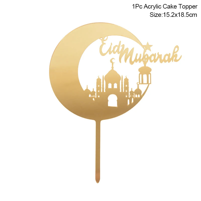 Golden Eid Mubarak Acrylic Cake Toppers