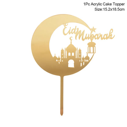 Golden Eid Mubarak Acrylic Cake Toppers