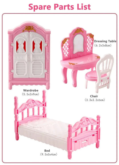 Cute Kawaii Pink Miniature Dollhouse Furniture